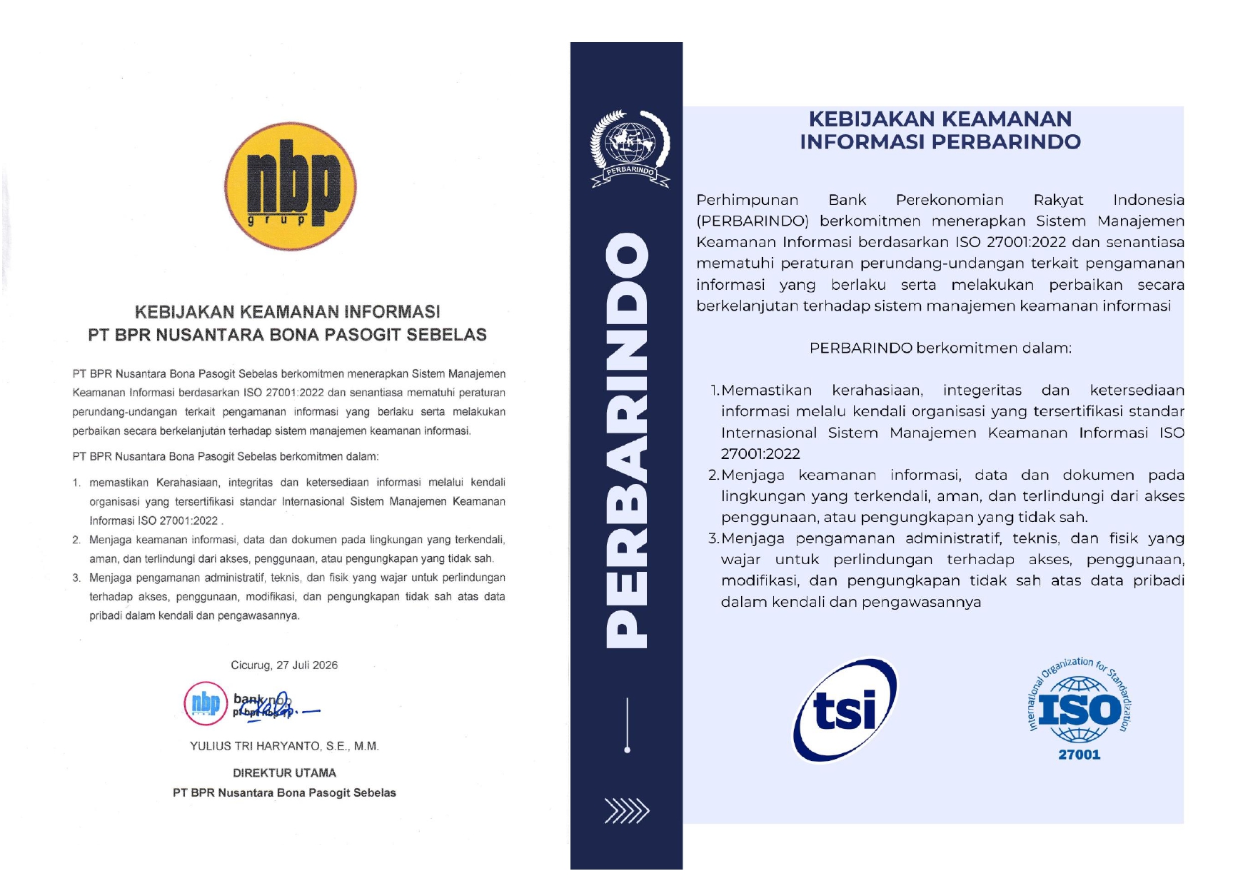 Kebijakan Keamanan Informasi Perbarindo