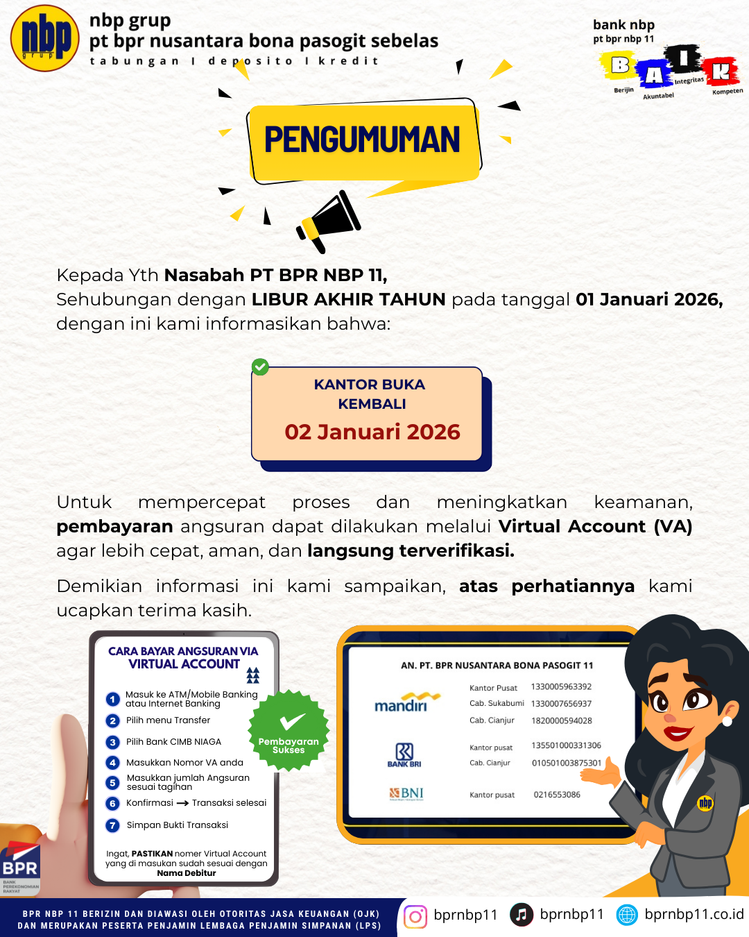 Pengumuman Kantor Buka Kembali 02 Januari 2026